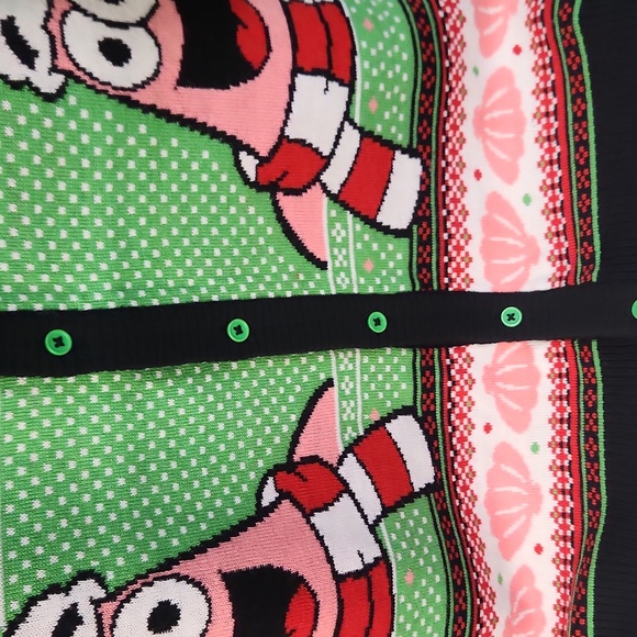 NWT SpongeBob SquarePants Women's sz L Button Down Christmas Sweater - Picture 3 of 5